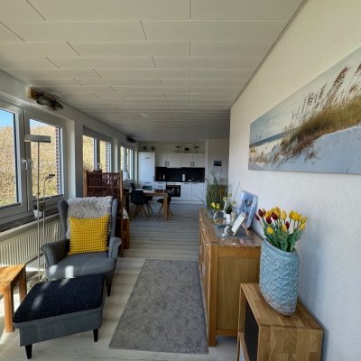Ferienwohnung Strandflieder - Blick von Süd nach Nord zur Küche